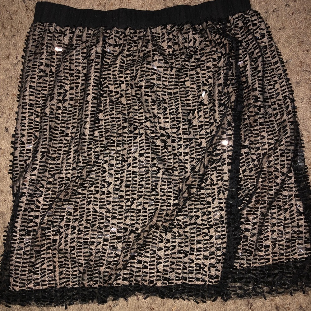 Mossimo Black sequin skirt over nude NWOT M